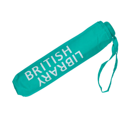 Travel Umbrella and cover in bright teal with British Logo in white