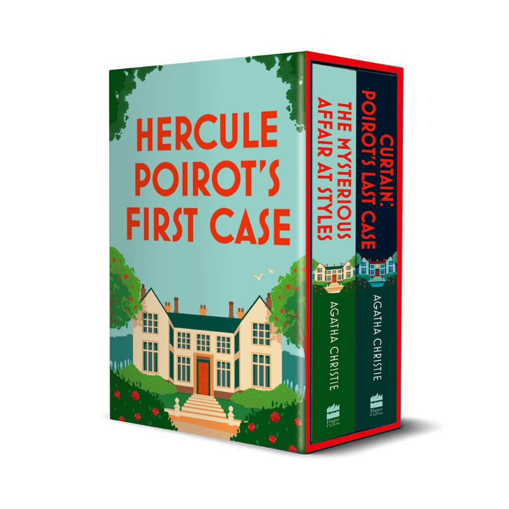 Book box for 'Hercule Poirot's First Case' by Agatha Christie on a white background