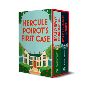Book box for 'Hercule Poirot's First Case' by Agatha Christie on a white background