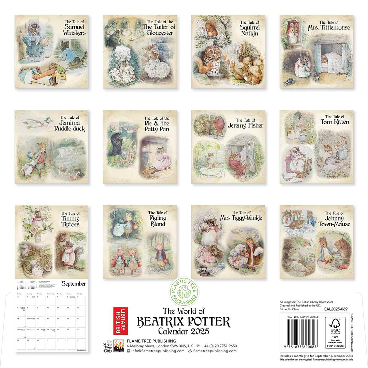 Beatrix Potter 2025 Wall Calendar Back Cover