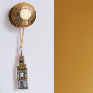 Big Ben Wooden Decoration hanging on a door knob