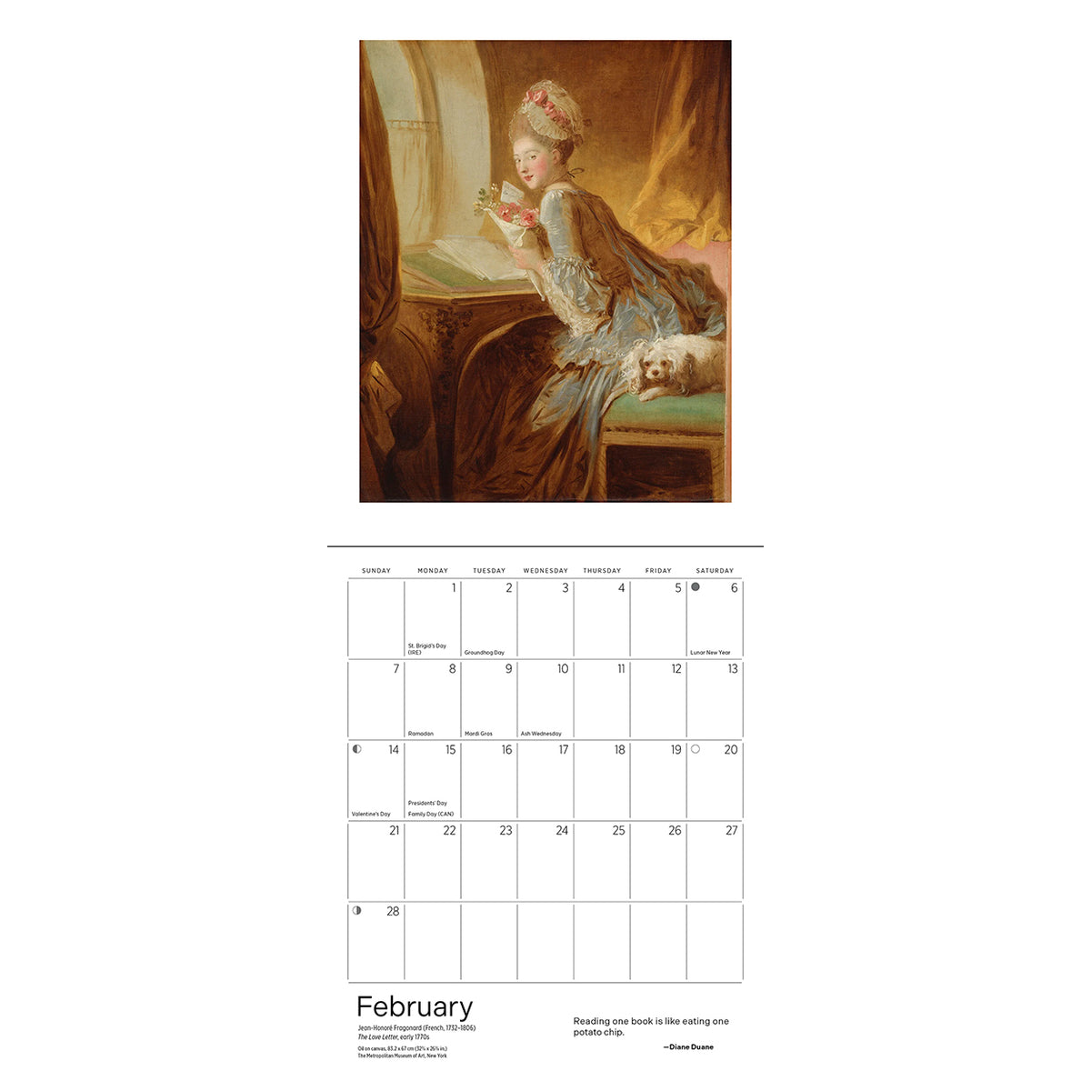 2027 Mini Reading Woman Calendar spread for February