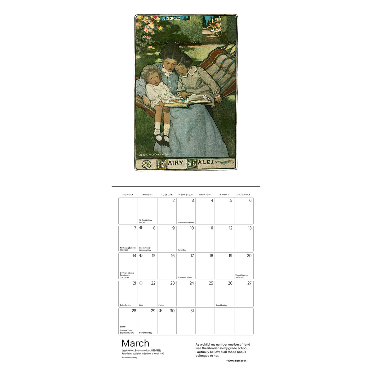 2027 Mini Reading Woman Calendar spread for March