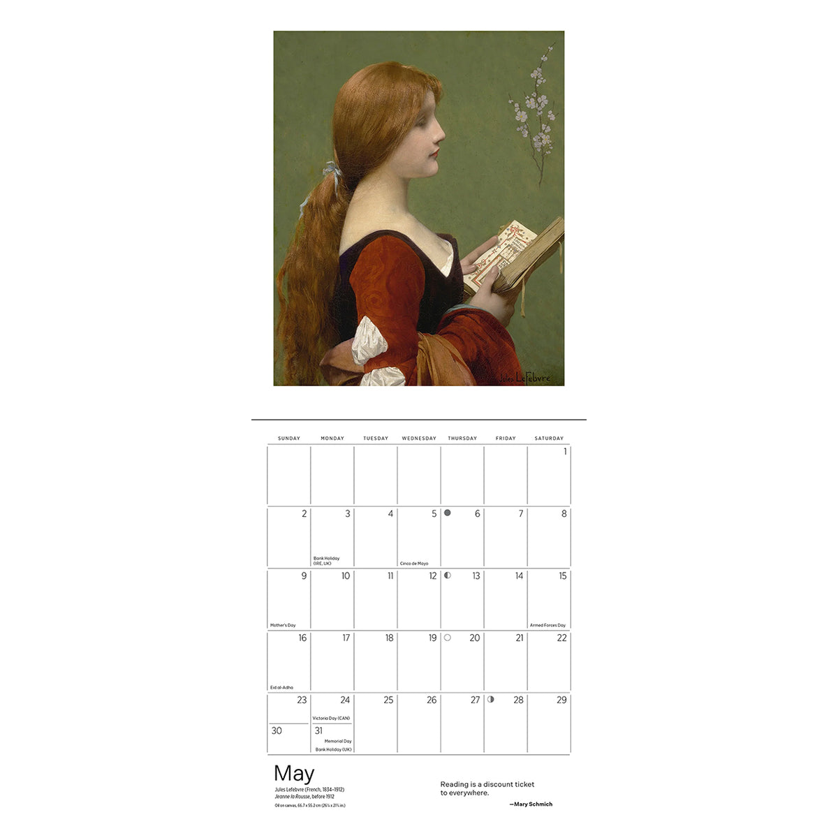2027 Mini Reading Woman Calendar spread for May