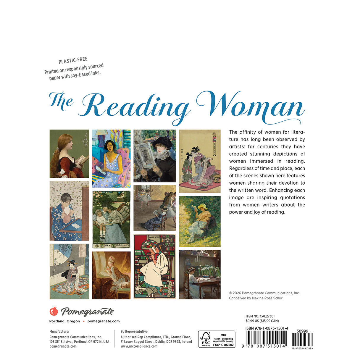 2027 Mini Reading Woman Calendar back cover