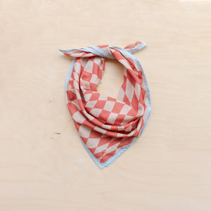 Apricot Checkerboard Cotton Square Scarf