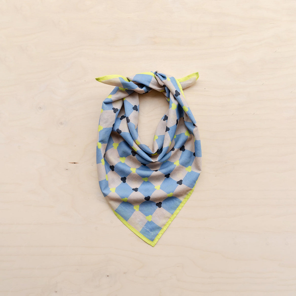 Blue Checkerboard Cotton Square Scarf