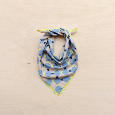 Blue Checkerboard Cotton Square Scarf