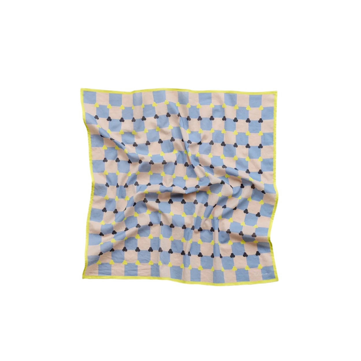 Blue Checkerboard Cotton Square Scarf