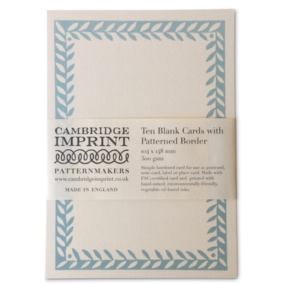 10 Patterned Border Postcards in Aquamarine