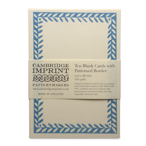 10 Patterned Border Cards in Pale Blue