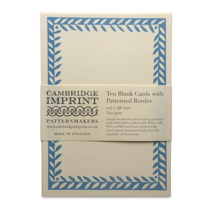 10 Patterned Border Cards in Pale Blue