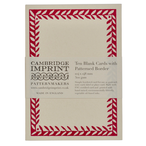 10 Patterned Border Postcards in Bright Pink
