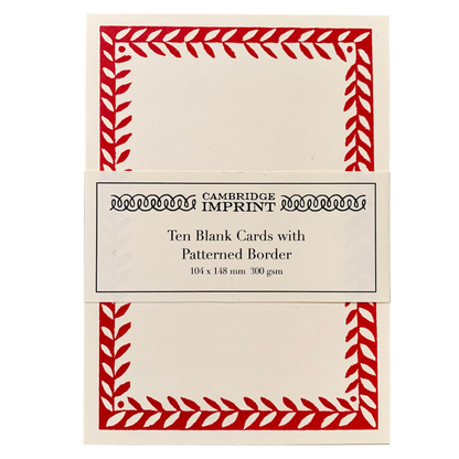 10 Patterned Border Cards in Red