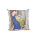 Cushion with image of Christine de Pizan writing at her desk