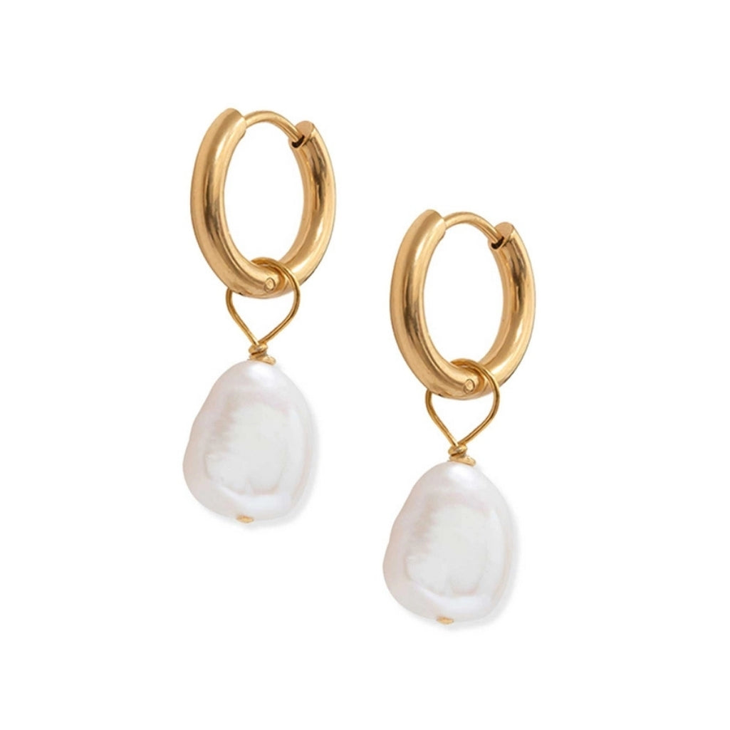 Fresh water pearl Hoops