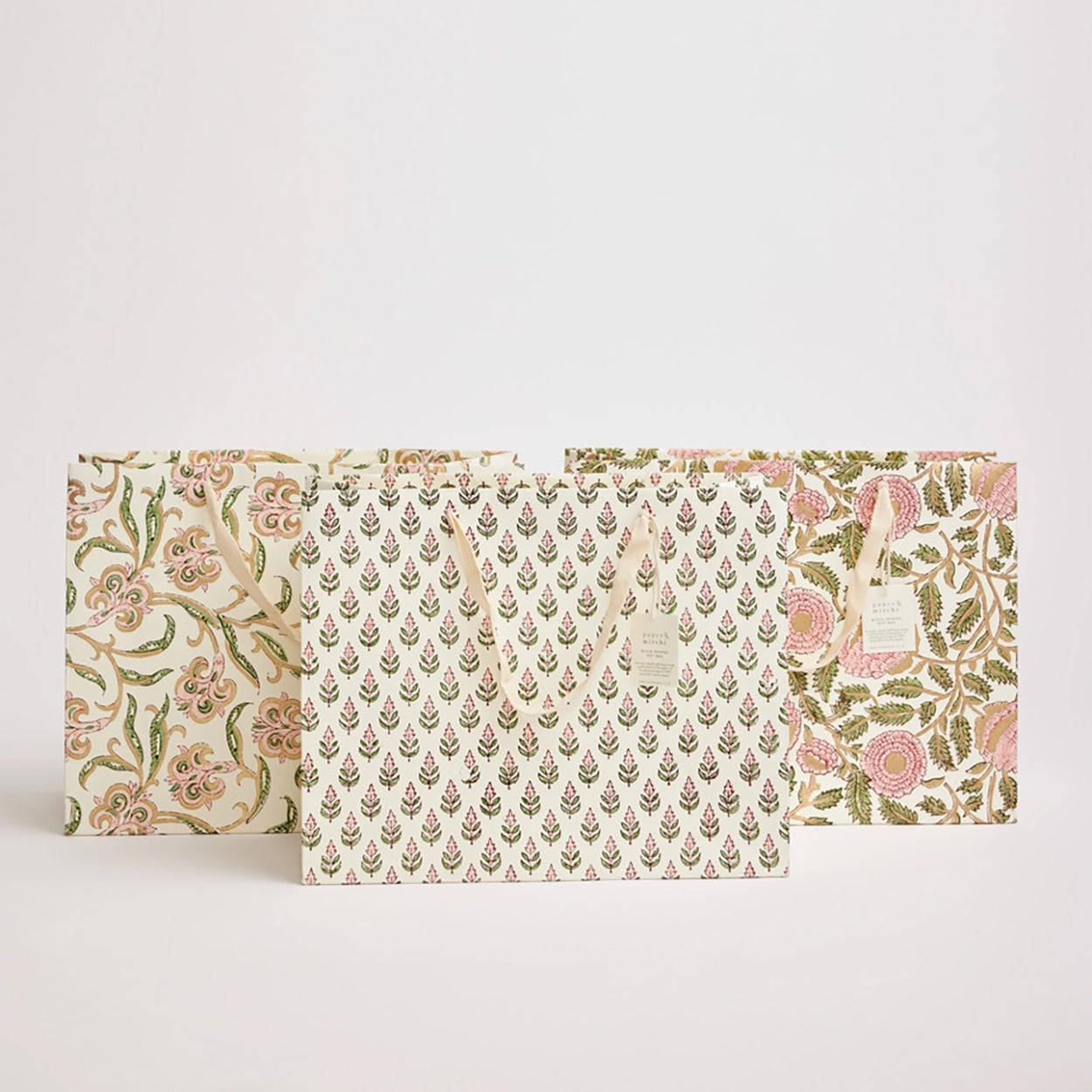 Hand Block Printed Gift Bags (Medium) - Blush