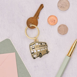 London Bus Keyring lifestyle with key