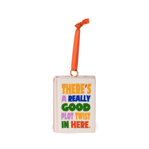 Small pouch with colorful text and an orange strap on a white background.