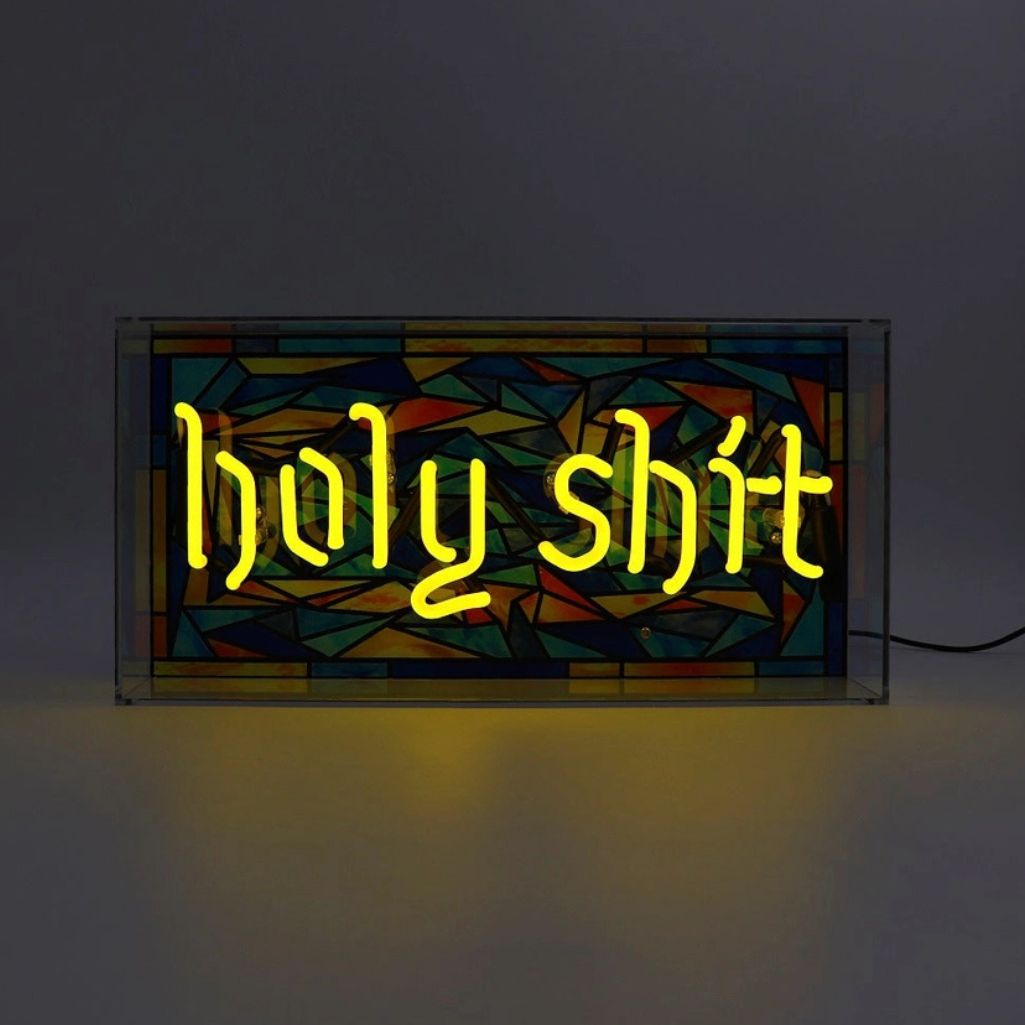 Holy Shit Neon Light dark with light on