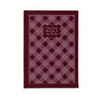 Red and white checkered notebook on
 a white background