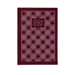 Red and white checkered notebook on
 a white background