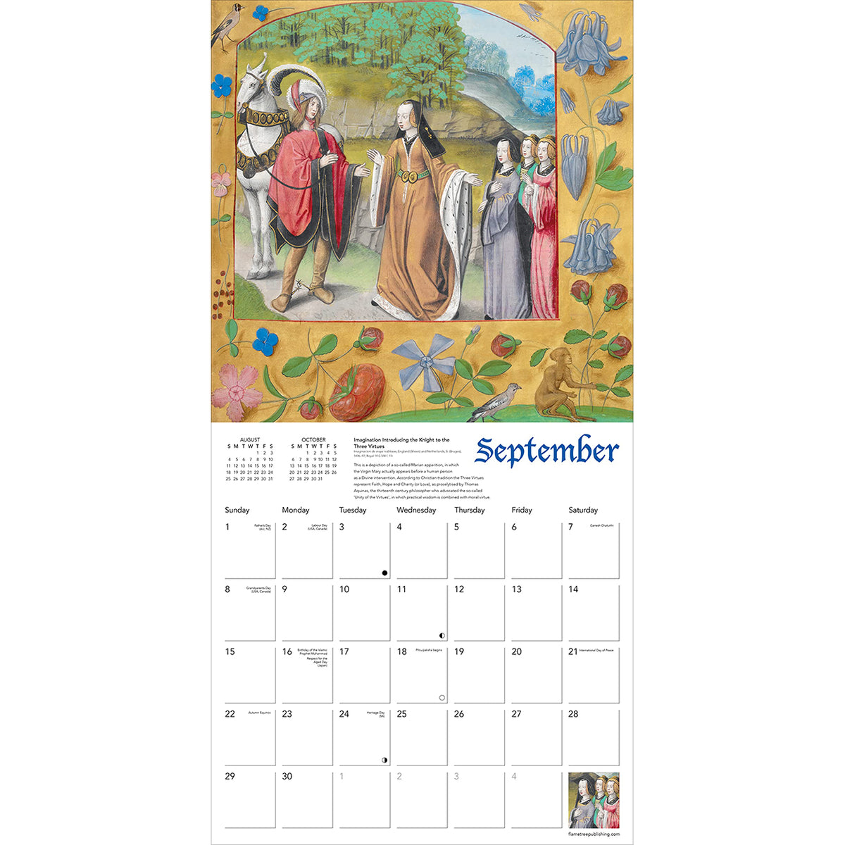 Illuminated Manuscripts 2024 Wall Calendar, view of inside