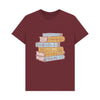 Jane Austen Bookstack T-shirt - Red Wine