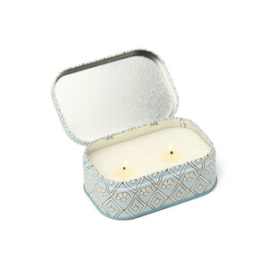 Lavender and Thyme tin candle open
