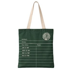 Library Card Tote Bag in Green