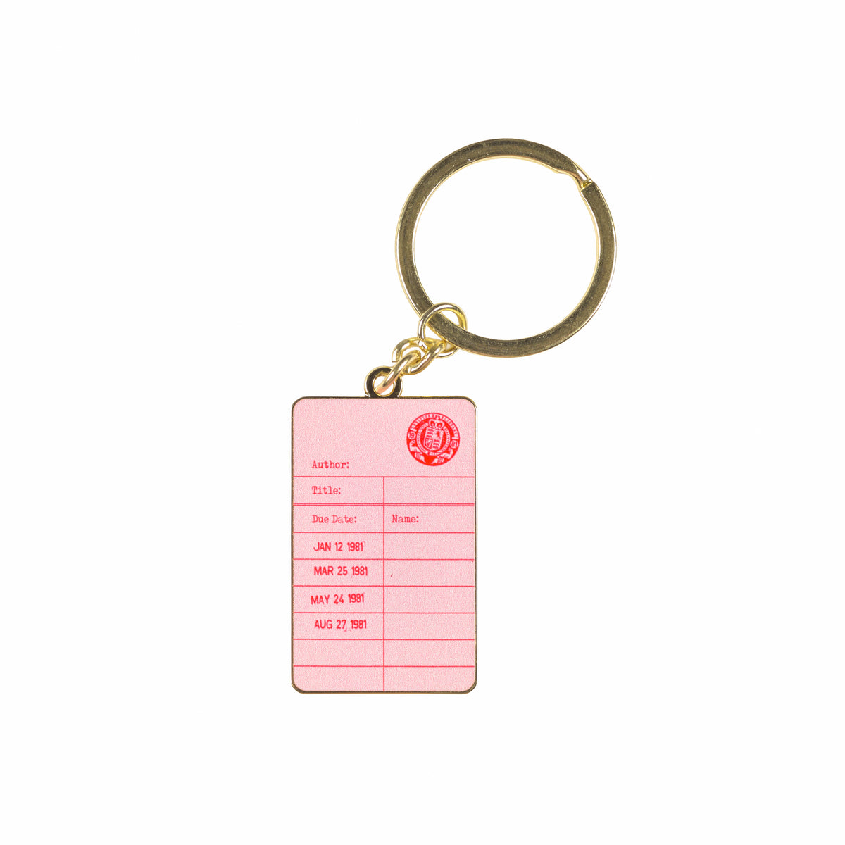 Pink Library Card Keyring 