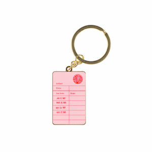Pink Library Card Keyring 