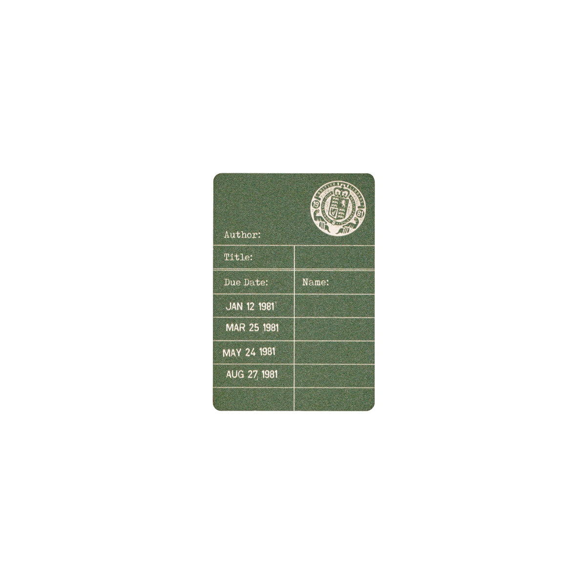 Library Card Magnet in Green