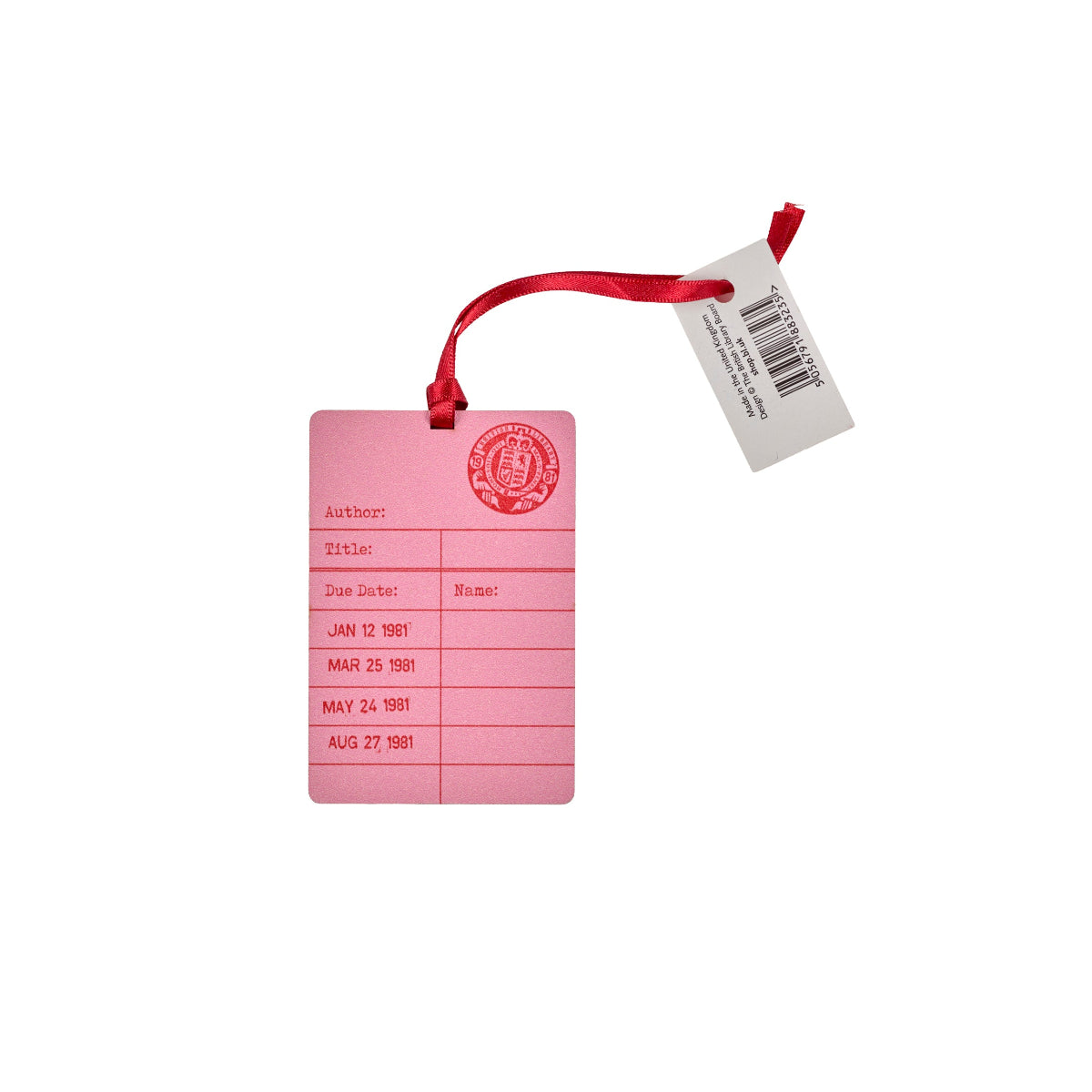 Library Card Wooden Decoration in Pink