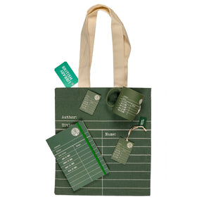 Library Card Tote Bag in Green