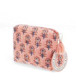 Pink Floral Quilted Pouch