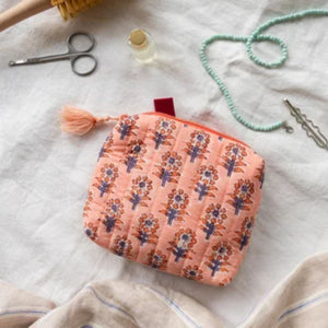 Pink Floral Quilted Pouch Lifestyle shot