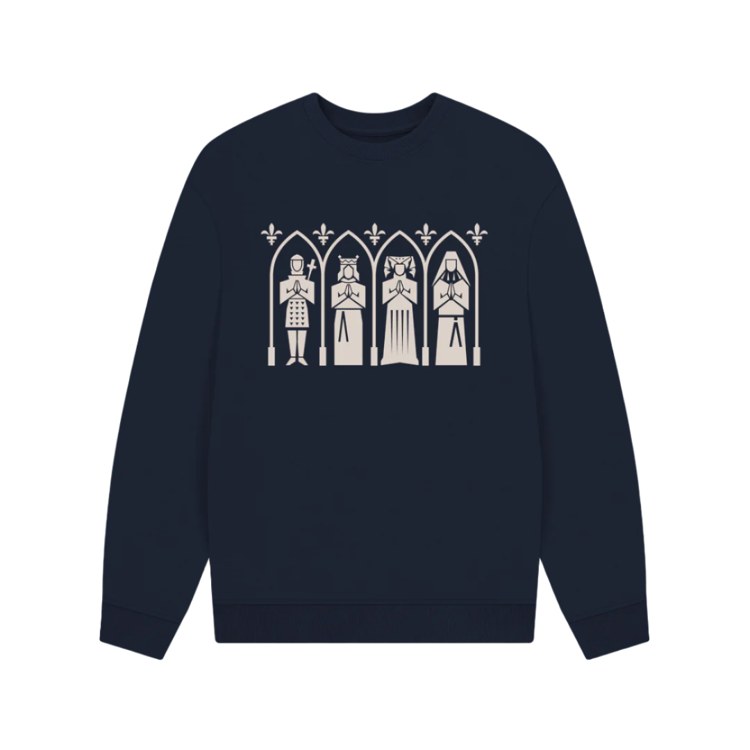 Navy Blue Medieval Women Oversized Crewneck