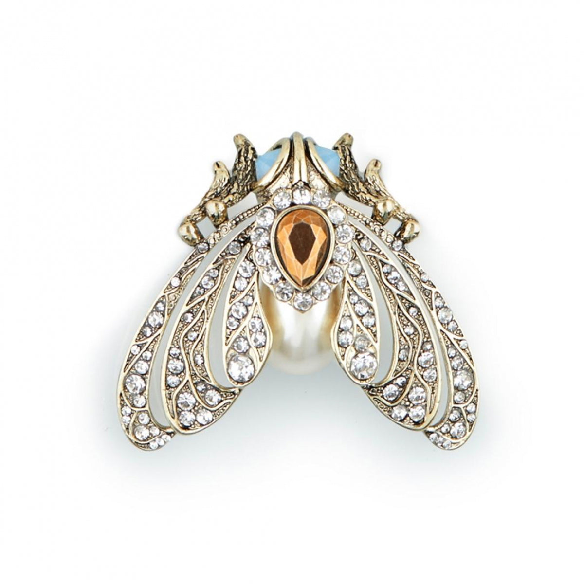 Moth Brooch in Cream Pearl