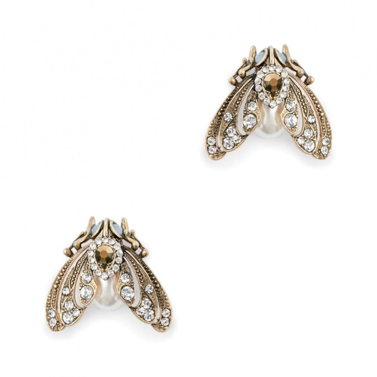Moth Stud Earrings in Cream Pearl