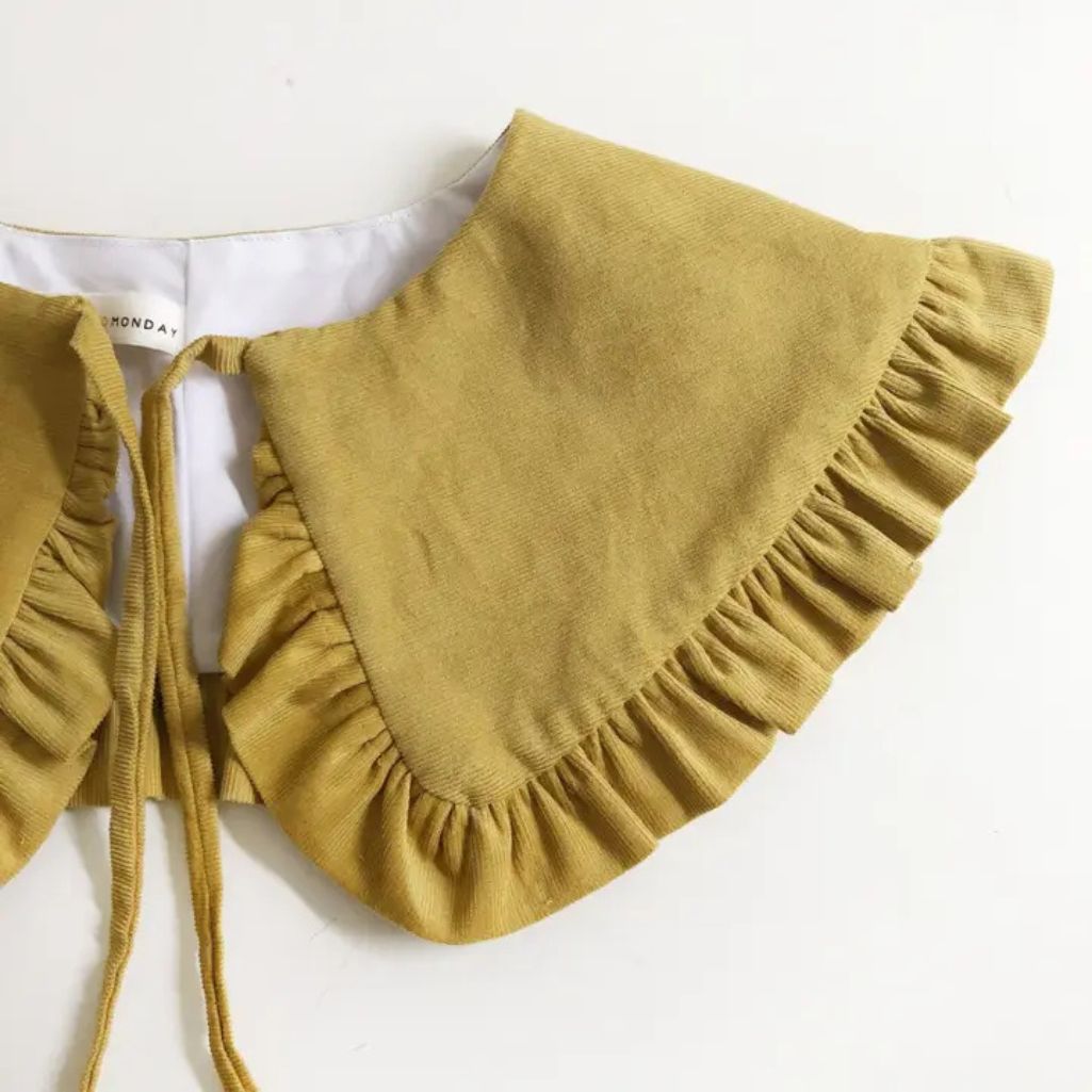 Mustard Corduroy Oversized Collar detail
