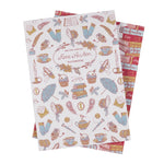 Two notebooks with decorative covers featuring illustrations and text inspired by Jane Austen.