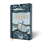 Book cover of 'The Illustrated Odyssey' by Homer with ship and wave design on a white background