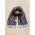 Oversized Lambswool Scarf in Blue Checker