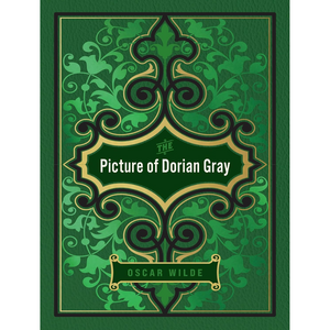 Book cover of 'The Picture of Dorian Gray' with decorative green design