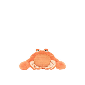 Plush crab toy on a white background