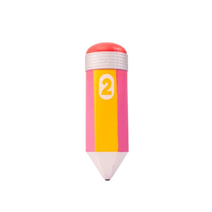 Colourful pencil-shaped Stress ball with a number 2 on a white background
