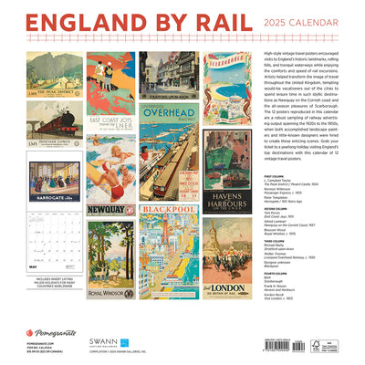 England by Rail 2025 Wall Calendar Back Cover