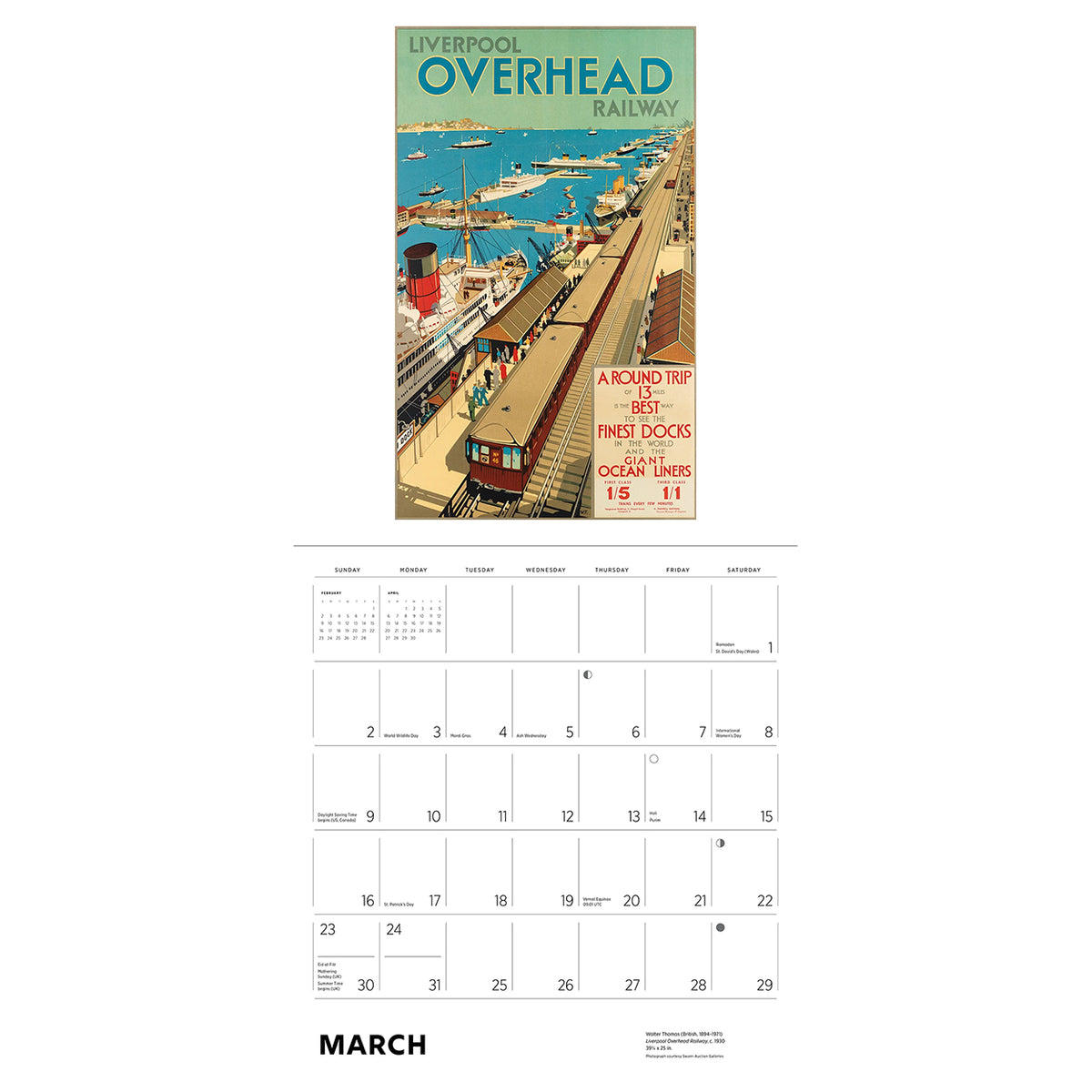 England by Rail 2025 Wall Calendar Inside View