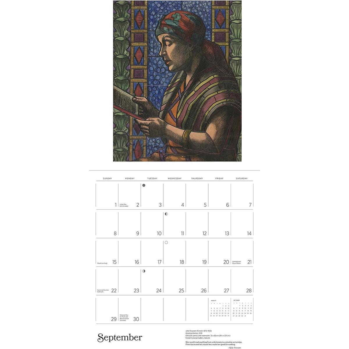 The Reading Woman 2024 Wall Calendar, inside view